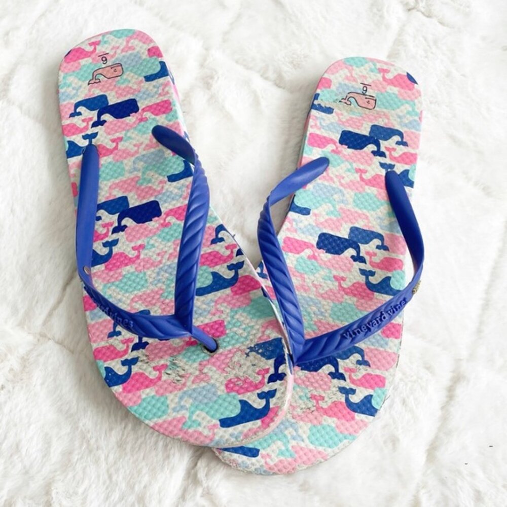 Vineyard Vines | Multi Colored Whale Flip Flops | Size 6